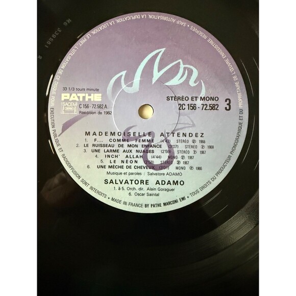 Salvatore Adamo 2 LP Mademoiselle Attendez 1982 Pathe Records Import France EX - Picture 9 of 11